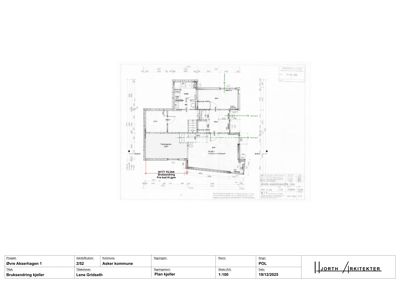 Etasjeplan (kjeller) for en bygning ved Øvre Akserhagen 1, som viser romfordeling og mål.