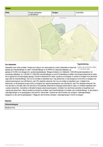Et kart over et område som viser radonaktive soner (grønne polygoner) basert på geologi og inneluftmålinger.