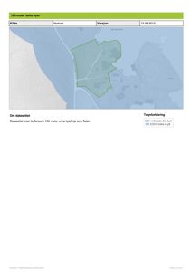 Et kart som viser en 100-meter-belte langs kystlinjen, med et grønt uthevet område (Bertadbukta) og topografiske linjer.