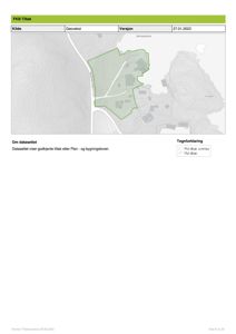 Situasjonsplan eller kart som viser et godkjent tiltak (grønt område) i forhold til terrenget og eksisterende bygninger.
