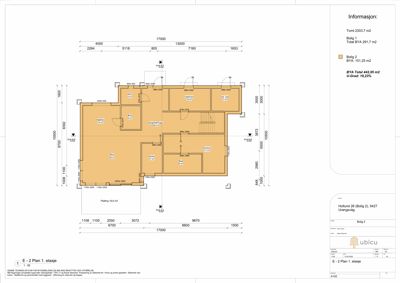 Etasjeplan (1. etasje) for en bolig med romfordeling, dimensjoner og BYA-oppsett.