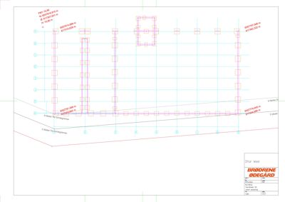 Etasjeplan (1. etasje) som viser romfordeling, veggposisjon og grunnplan for en bygning.
