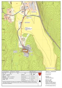 Situasjonsplan som viser tomtens beliggenhet, grenser og omgivende infrastruktur.