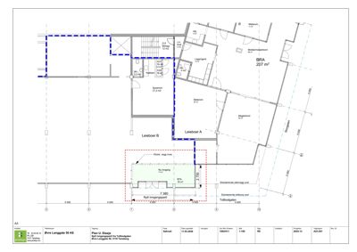Etasjeplan (Plan U. Etasje) som viser romfordeling, veggforhold og arealer for en bygning.