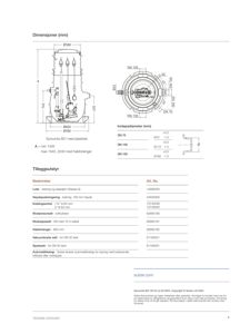 Teknisk tegning som viser dimensjoner og innløpsdiameter for en Synconta 801-pumpe.