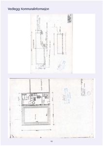 Bildet viser to arkitektoniske tegninger. Øverste tegning er en detaljtegning av en veggkonstruksjon eller et hjørne, mens den nederste tegningen viser et etasjeplan (floor plan) med romfordeling, møbler og mål. Begge tegningene er relevante for byggesaker.