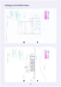 Bildet viser to tegninger av et hus. Øverst er et etasjeplan (Plan 1. ETG) som viser romfordeling, og nederst er en fasadetekning eller oppriss. Begge er relevante tegninger i en byggesak.