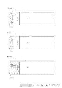 Bildet viser etasjeplaner (1. etasje, 2. etasje og 3. etasje) for en bygning, som inkluderer romfordeling og veggkonstruksjoner.