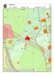 Situasjonsplan som viser eiendommen 'Fitjar, 51/6' med bygningers plassering, grenser og infrastruktur.
