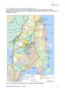 Kart som viser planområdet i Nordbygd med viktige målpunkter, vegnett og gangveier.