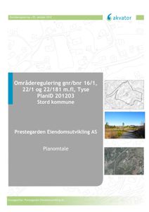 Dokumentdeksel for et områdeplanforslag som viser en situasjonsplan (kart) over tomten og omgivelsene.