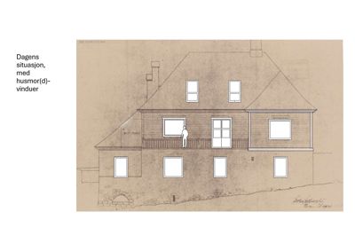 Situasjonsplan som viser dagens situasjon med husmor(d)-vinduer