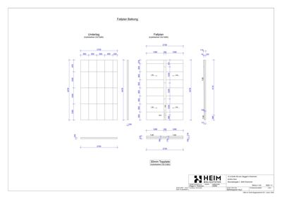 Teknisk tegning som viser detaljerte mål og konstruksjon for en balkong, inkludert underlag og fallplan.