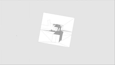 Situasjonsplan som viser bygningens plassering på tomt, med omgivende vegger og terrengform.