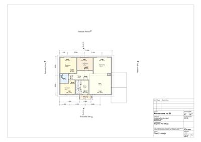 Etasjeplan (Plan 2. etasje) som viser romfordeling, størrelser og orientering for en bolig.