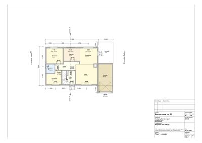 Etasjeplan (Plan 1. etasje) som viser romfordeling, mål og funksjoner i en bolig.