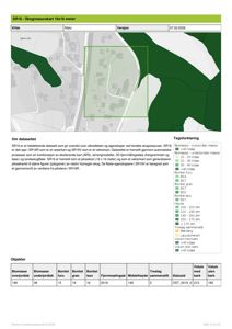 Et skogressurskart (SR16) som viser vegetasjon, bonitet og høyde for et område, inkludert en grønn rektangel som markerer et spesifikt område.