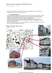 Et dokument som viser en situasjonsplan og flere fotografier av eksisterende boliger i området, brukt som bevis i en byggesak.