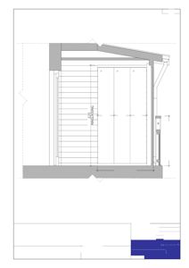 Snittegning (Snitt A) som viser detaljer for innlegging av veranda, inkludert mål på innglassing og eksisterende rekkverk.