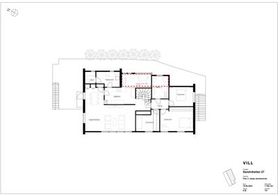 Etasjeplan for et hus (Plan 2. etasje), som viser romfordeling, vegger og møblering.