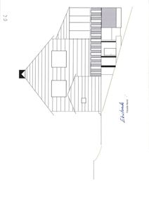 Fasadetegning (opprikk) av en bygning sett fra nord, med tegnet 'Fasade Nord' og håndskrevet 'Eksisterende' på siden.