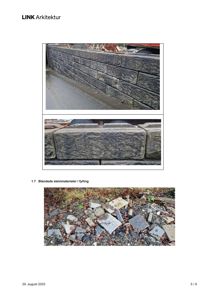 Fotografier av en steinmur og blandet steinmaterial i fylling