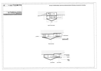 Fasadetegning som viser front- og sideutsikter på en bygning med mål og detaljer.