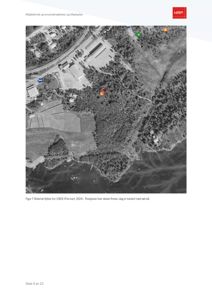 Historisk flyfoto fra 1963 som viser tomtens omgivelser og bygningers plassering.