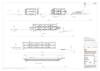 Snittegning (snitt A-A) som viser bygningens tverrsnitt, høyder og konstruksjonsdetaljer.
