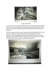 Historiske fotografier av en stabburet og en bygning på en gård, inkludert tekster og referanser til Øvre Jahren.