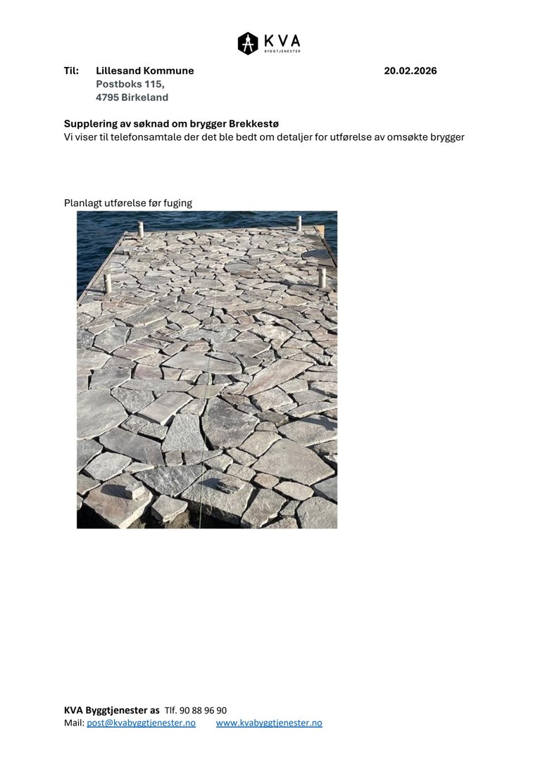 Fotografi av en planlagt utførelse for fugging av en brygge med flate steiner.