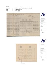 Bildet viser to arkiverte fasadetegninger (opprikk) av en bygning, merket E4 og E6.