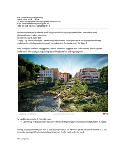 3D-visualisering av et planlagt boligprosjekt (Einedammen) med flere bygninger og omgivelser.