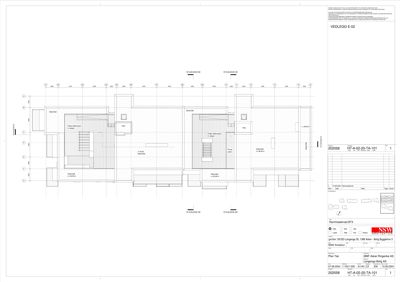 Etasjeplan (1. etasje) som viser romfordeling, stue, kjøkken, bad og trapphus.