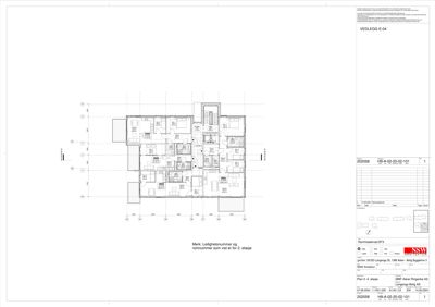 Etasjeplan (2. etasje) som viser romfordeling, veggposisjon og romnummer for en leilighet.