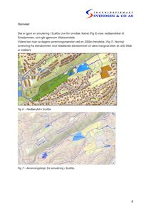 Kart som viser nedbørsfelt og avrenningslinjer i et område, generert fra en simulering.