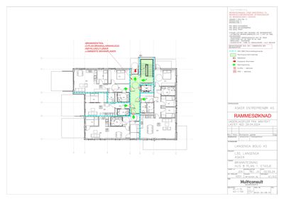Etasjeplan med brannvernlegemer og romfordeling
