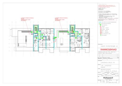 Etasjeplan for 1. etasje i Brannstedsning hus 7, som viser romfordeling og varelager.