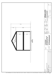 Snittegning (S-100) som viser tverrsnittet av en bygning med angitte mål og konstruksjonsdetaljer.