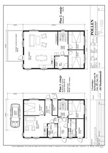 Plantegning som viser romfordeling og arealer for Plan 1. etasje og Plan 2. etasje i en enebolig.