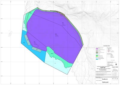 Situasjonsplan som viser tomtens areal, innendelte soner (BN1, BN2, BN3) og omgivelsene.