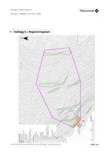 Registreringskart som viser etasjeforhold, høydemåler og bygningsplassering i forhold til omgivelsene.