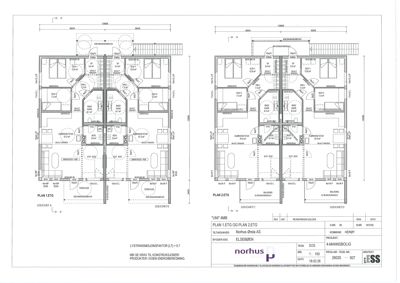 Etasjeplaner (PLAN 1 ETG og PLAN 2 ETG) som viser romfordeling, arealer og funksjoner i et flerfamiliehus.