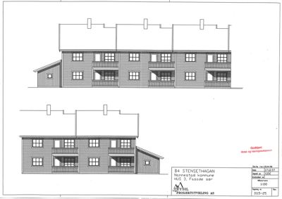 Fasadetegning som viser bygningens utseende sett fra sør (Fasade sør).