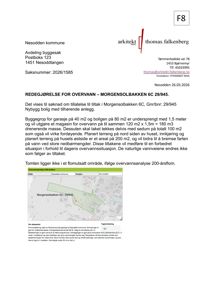 Et oversiktskart over Nesodden kommune med markert tomt (Morgensolbakken 6C) og overlappende vannveier.