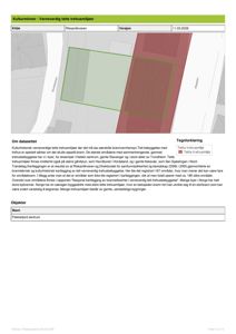 Et kart som viser en geografisk område med en markert 'Tette trehusmiljø' (grønt) og en 'Tett trehusmiljø' (rødt), sammen med tekst om kulturminner og brannvern.