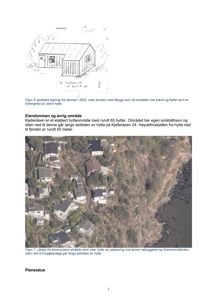 Luftfoto (dronebilde) som viser hytta sin plassering i forhold til annen bebyggelse og Drammensfjorden.