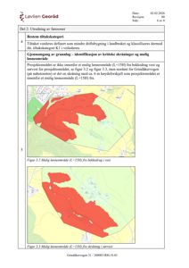 Kart som viser et prosjektområde med overlagte farger som indikerer faresoner for løseområder (L=15H) fra bekke- og skråningsdrag.
