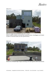 Fotografier av to moderne hus i Eskils vei med beskrivende tekst.