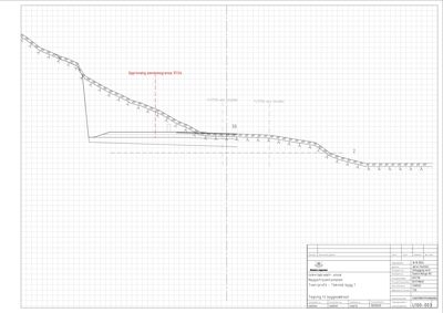 Tegning som viser et tverrsnitt gjennom et terreng eller en skråning, med angivelse av høyder (30, 2) og opprinnelig skråningsgrense.